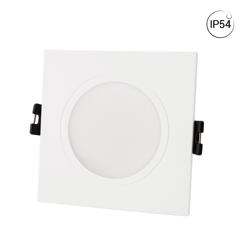 Square downlight ring for GU10/MR16 bulb - Opal diffuser - Cut Ø 75-80 mm - IP54