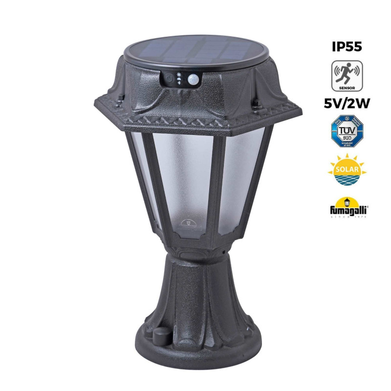 Farol de pie solar "MINILOT/ROSETTA" con sensor PIR - 4000K - 2 modos de funcionamiento