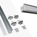 Alu Einbauprofil mit Diffusor für LED-Streifen - 4 Klammern - 2 Endkappen - 36x28mm - 2 Meter