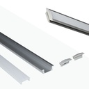 Recessed aluminum profile for LED strip with diffuser - 2 covers - 23x8mm - 2 meters