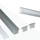 Recessed aluminum profile for LED strip with diffuser - 2 covers - 23x15mm - 2 meters