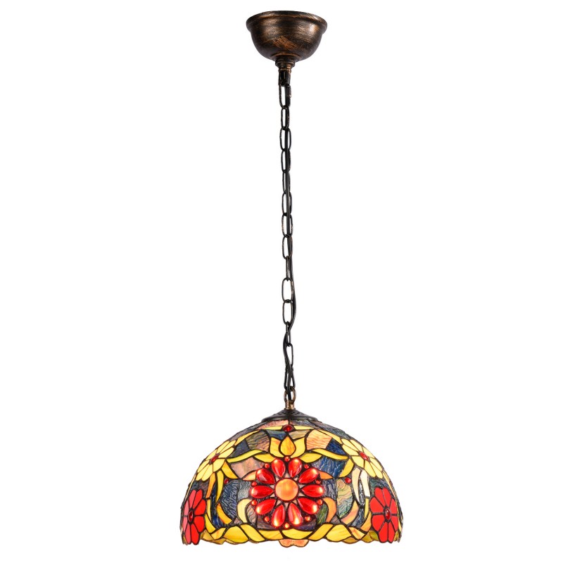 Lampa wisząca inspirowana stylem Tiffany z kwiatową mozaiką w szkle