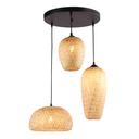 Trisa" triple wicker pendant lamp - 3xE27