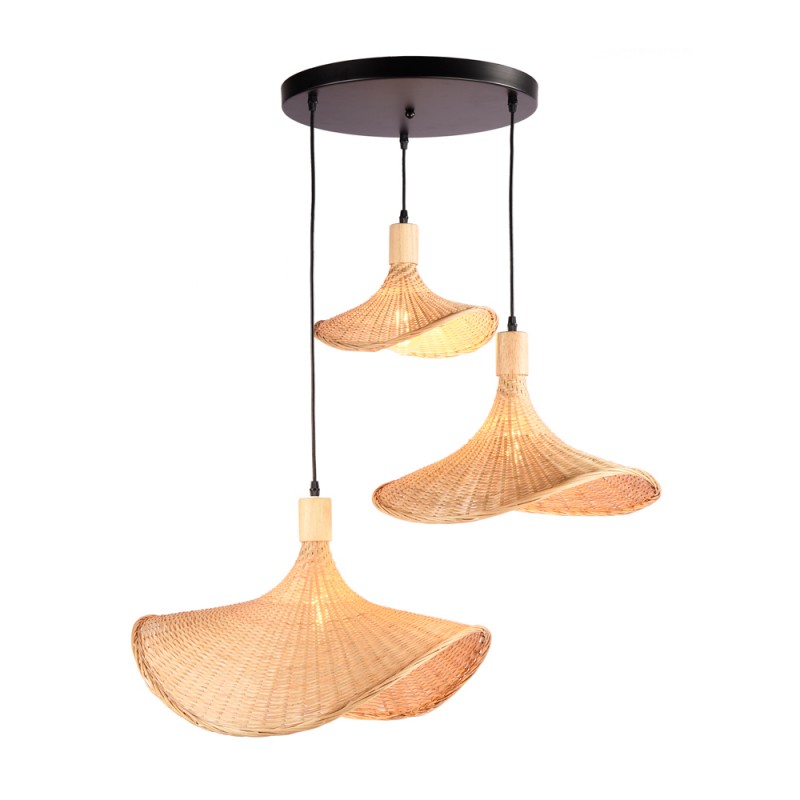 Potrójna wiklinowa lampa wisząca "Bellas 3" - 3xE27