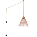 Willow" wicker pendant lamp with switch and plug