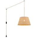 Wicker pendant lamp "Hank" with switch and socket