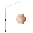 Wicker pendant lamp "Onna" with switch and socket