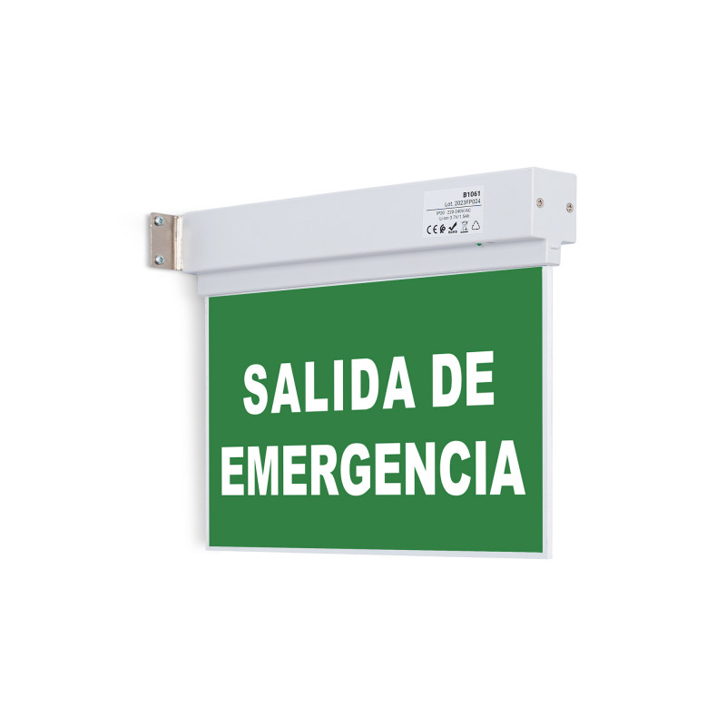 Luz de emergencia permanente con cartel "Salida de Emergencia"