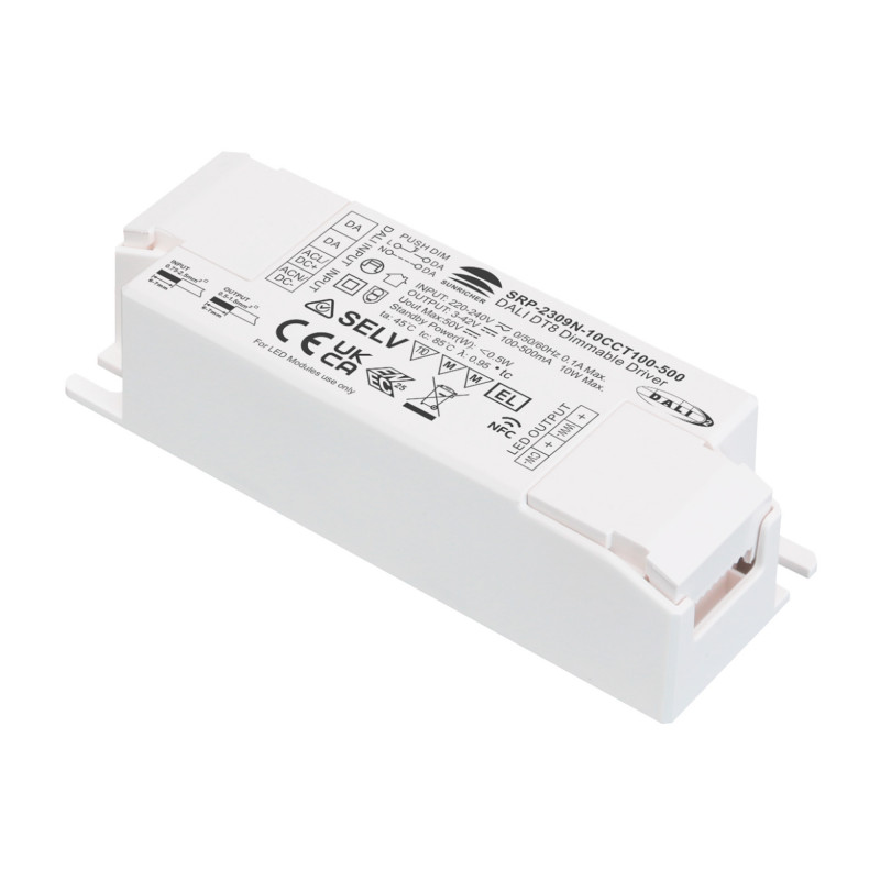 Dimmable DALI Driver DT8 CCT 220-240V - Έξοδος 3-42V DC - 100-500mA - 10W
