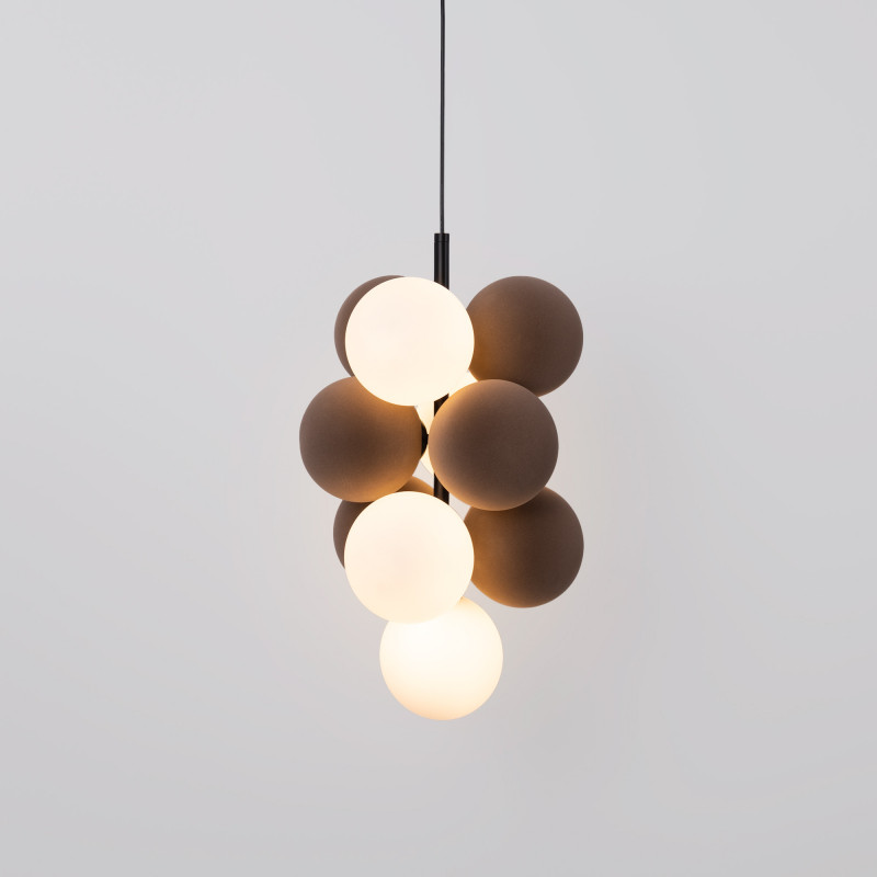 Vertikalna viseća akustična lampa "DRAC" - 4 svjetlosne sfere i 6 apsorpcijskih sfera