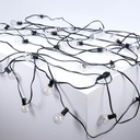 Guirlande guinguette d'extérieur 15 + 2 mètres - 30 ampoules LED à filament E12 G40 1W - IP44 - Blanc chaud