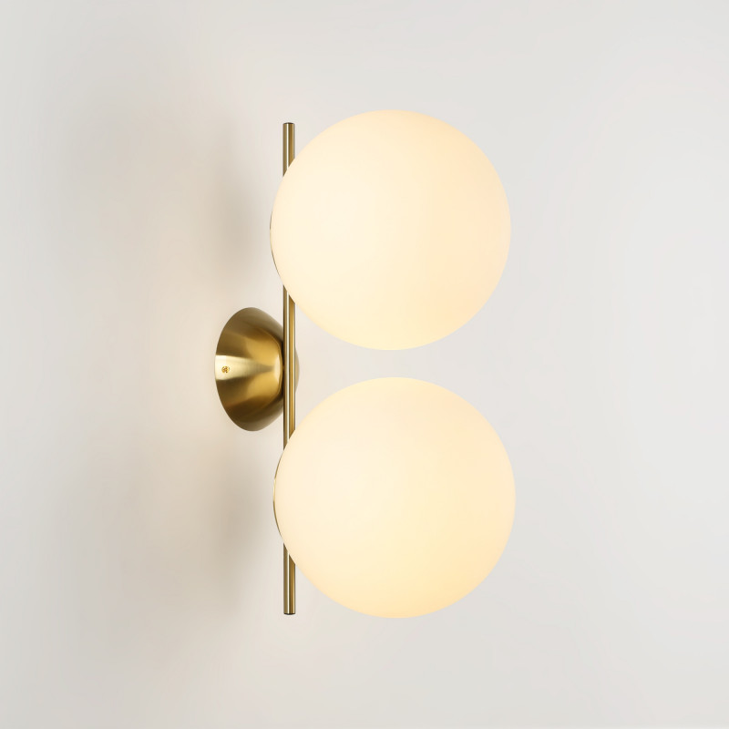 Applique da parete doppia sfera di vetro "VIC 220" - E27 - Ø 22cm