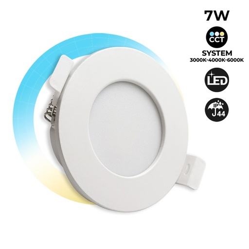 [B1150CCT] Downlight LED estanque de embutir CCT - 7W - IP44 - Corte Ø 68-75mm