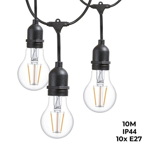 [L1700] Outdoor garland IP44 10 meters connectable in series 10x E27