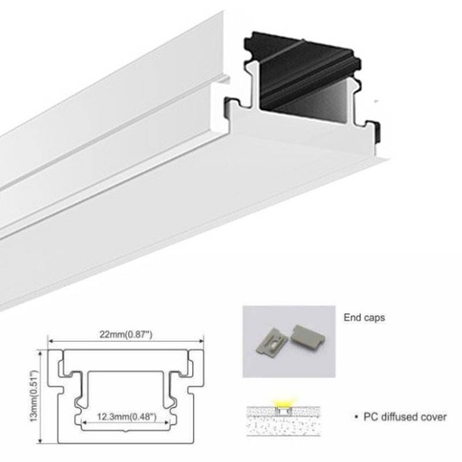 [BPERFALP131] Profile for LED strip to be embedded in floor 22x13mm (2m)