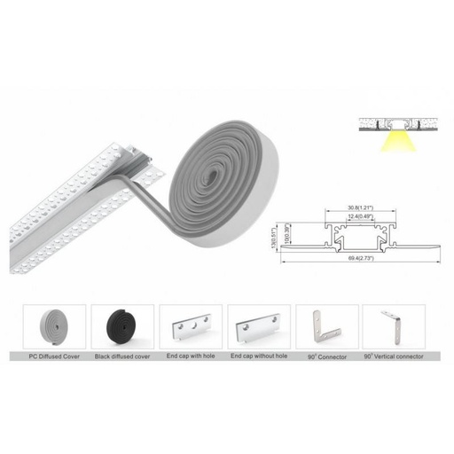 [BPERFALP156] Profil LED traka integracija / brez robov - 30x13mm - 2 metri