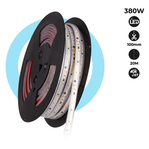 LED-strip 220V - 300W (2400xSMD2835) - 12mm - För utomhusbruk: IP67 - Rulle 20 meter