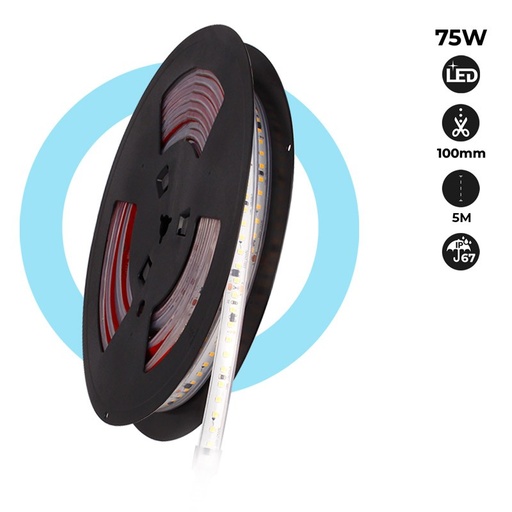 LED-strimmel 220V 75W (600xSMD2835) 12mm IP67 Rulle 5 meter