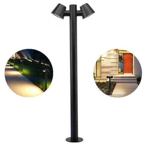 [L1555-N] Double Steel Bollard 2xGU10 Max 35W IP44