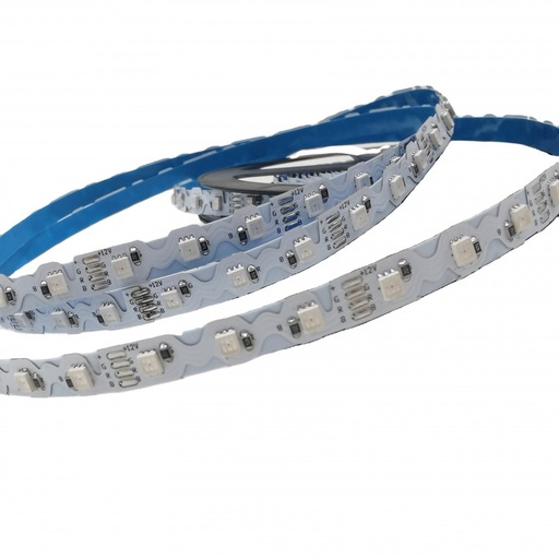 [B1523RGB] RGB LED-remsa zig zag - 12V - 50W - 8mm - IP20 - 42 ch/m - Rulle 5 meter - Klipp var 6,2 cm