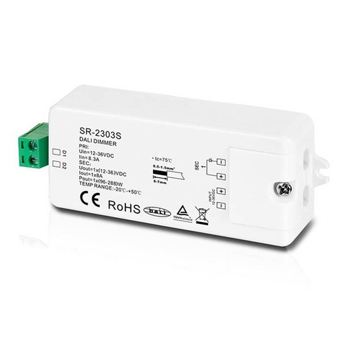 [SR-2303S] Ściemniacz DALI Mini 1-kanałowy 8A DC 12-36V