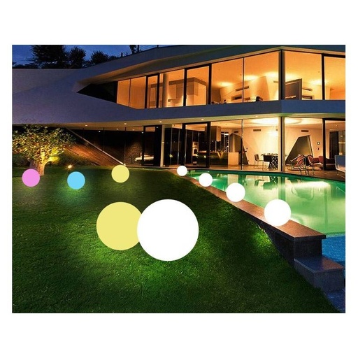 [MU2003-2] LED RGBW RESIN WHITE LED Sphere, 50CM. 2.4W, IP65, Rechargeable