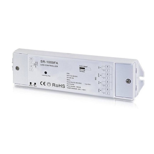 [SR-1009FA] Controller PMW RGB/RGBW Dimmer - 12-36V DC (4 canali, 5A/canale) - RF receiver SUNRICHER - Perfect RF