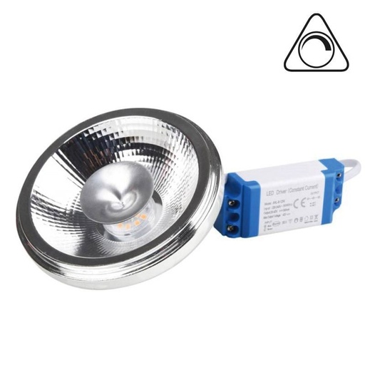 Lâmpada LED AR111 12W regulável - 24º - Controlador externo - 1500lm