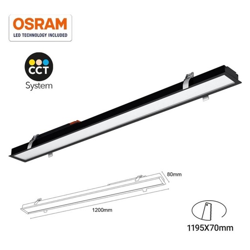 LED Linje Indbygningslys CCT 40W UGR19 Chip Osram