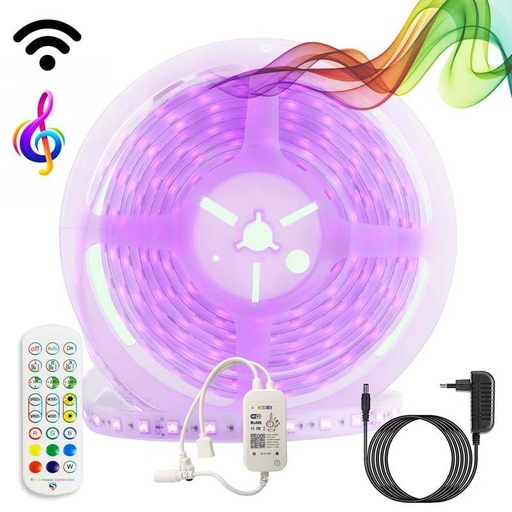 [B1614-WIFI] Muusikaline RGB LED riba WiFi Alexa/Google Home koos toiteseadmega, puldiga ja kontrolleriga, 5 meetrit