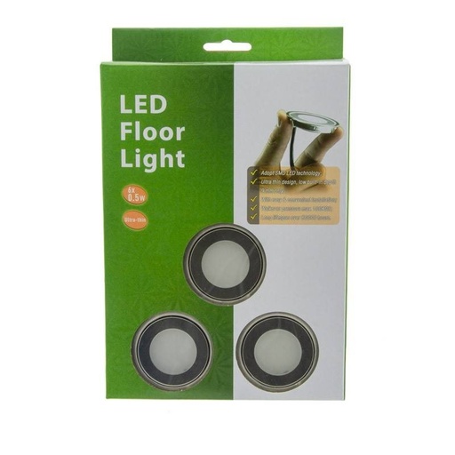 Kit 6 spots LED encastrables au sol Ø58x9mm 0,5W 12V-DC IP67