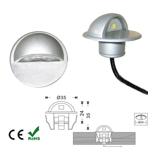 [BA50014-BC] Baliza LED encastrável no piso IP65 12V-DC 0.4W