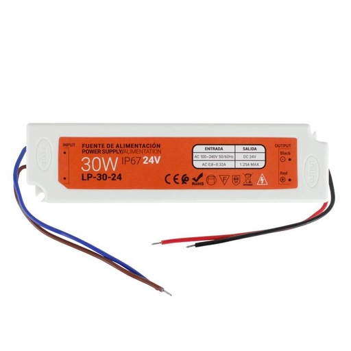 [LP-30-24] Fonte de alimentação estanque compacta 24V 30W IP67