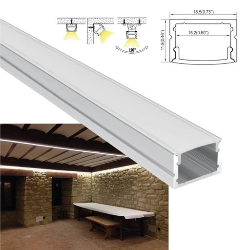 [BPERFALP150] Aluminum profile for surface led strip 18x12mm