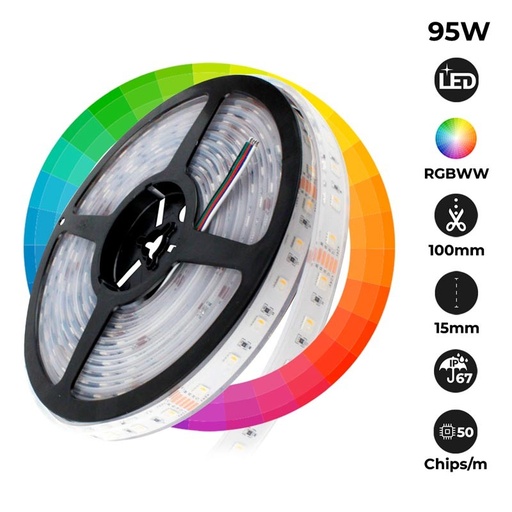 [B1548-IP67-RGBWW] LED-stripe RGBWW 19W/m 24V 60CH/M IP67