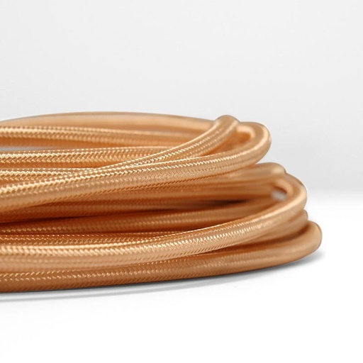 [LV001-GR] Round electric cable in silk effect fabric in Rose Gold color