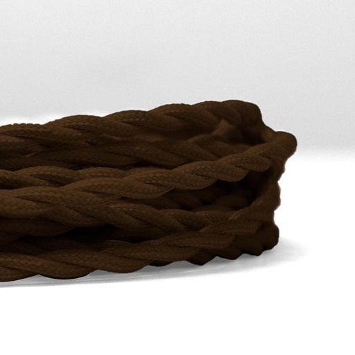 [LV001-M] Câble électrique tressé revêtu d'un tissu à effet soie de couleur marron