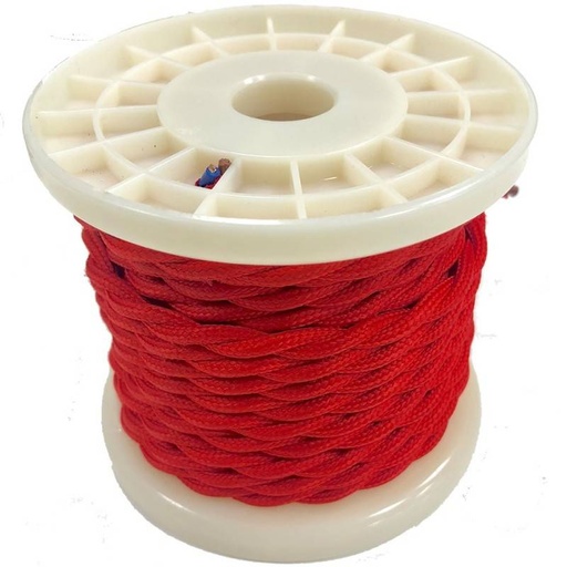 [LV001-RO-10] Decorative braided textile electric cable 2X0,75 red - 10 meters