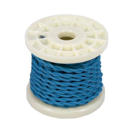 [LN001-TA-10] Cable eléctrico decorativo trenzado textil 2x0.75 azul