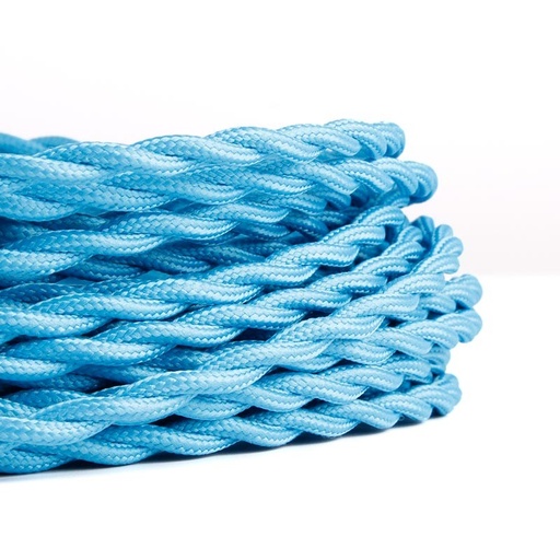 [LN001-TA] Gevlochten kabel bedekt met zijde-effect stof blauwe kleur