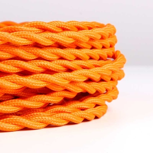 [LN001-TN] Braided Cable Coated in Silk Effect Fabric Orange Color