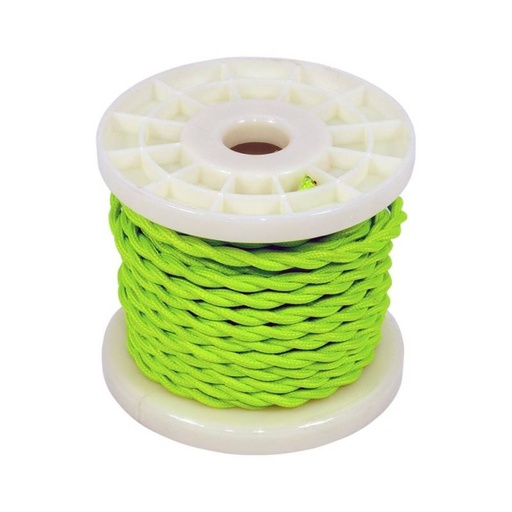 [LN001-TVB-10] Dekoratives geflochtenes Textil-Elektrokabel 2x0,75 grüner Ausbruch
