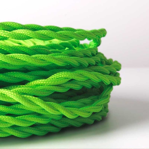 [LN001-TVB] Braided Cable Coated in Silk Effect Fabric Green Sprout Color