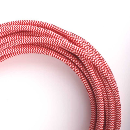 [LN001-ZBR-10] Decorative textile electric cable 2X0,75 zigzag red and white