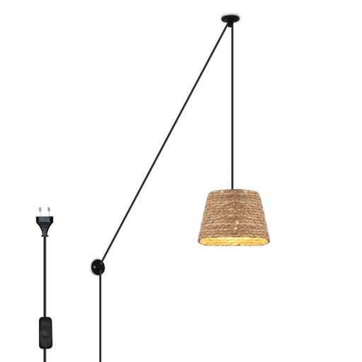[LM162-C] Rotan Hanglamp "Moki" met snoer en stekker - E27