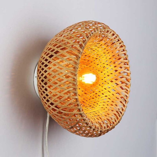 [LM165-P] Wiklinowa lampa ścienna z wtyczką "Round".