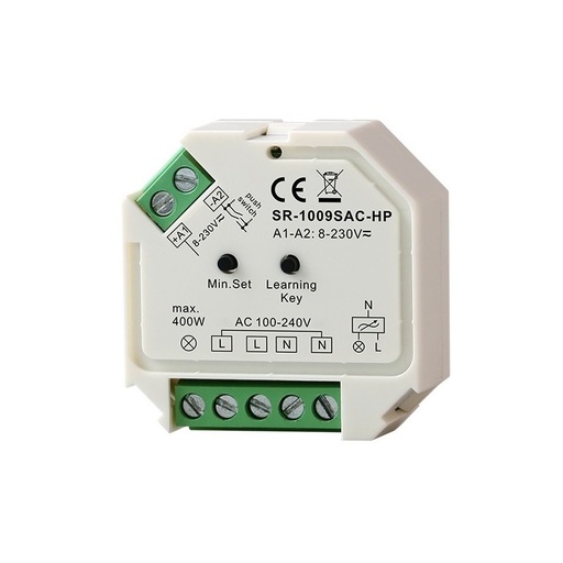 [SR-1009SAC-HP] Μίνι ελεγκτής (RF + PUSH) Μονόχρωμο Triac 400W max. 230V (1 κανάλι) SUNRICHER - Perfect RF