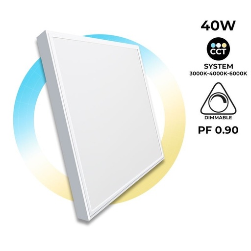 [B4292-CCT] LED slim CCT opbouwpaneel 60 x 60 - Dimbaar met afstandsbediening - 40W - Met montageset