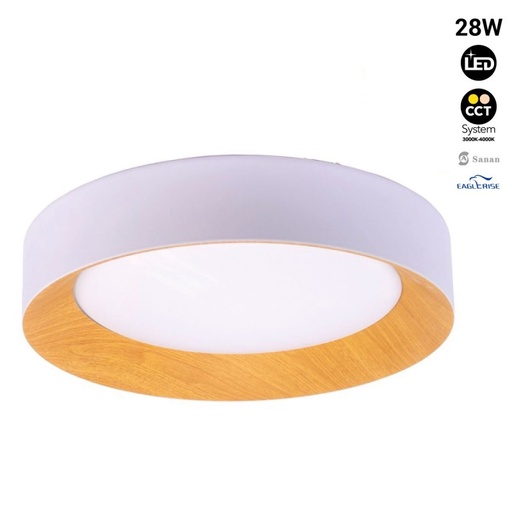 [LN1612-CCT] LED plafondlamp - houteffect - CCT - Ø450mm - 28W