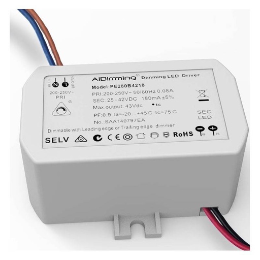 [PE280B4220] Dimbare TRIAC constante stroom driver 25-42V 8W 180mA